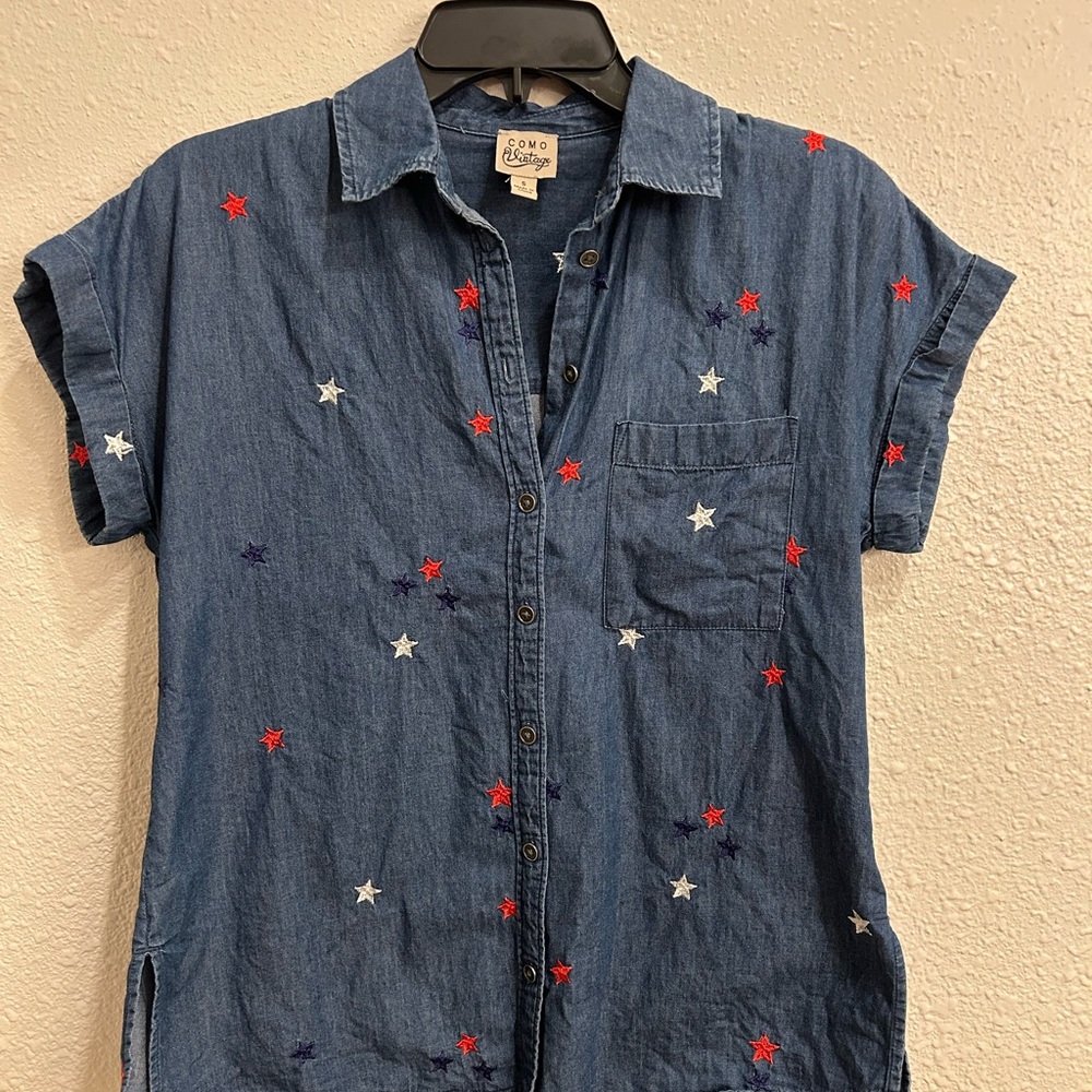 Como Vintage Women's Denim Jeans with Star Embroidery